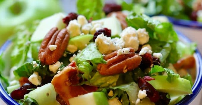 Quick and Easy Apple Pecan Salad Recipe | gritsandpinecones.com