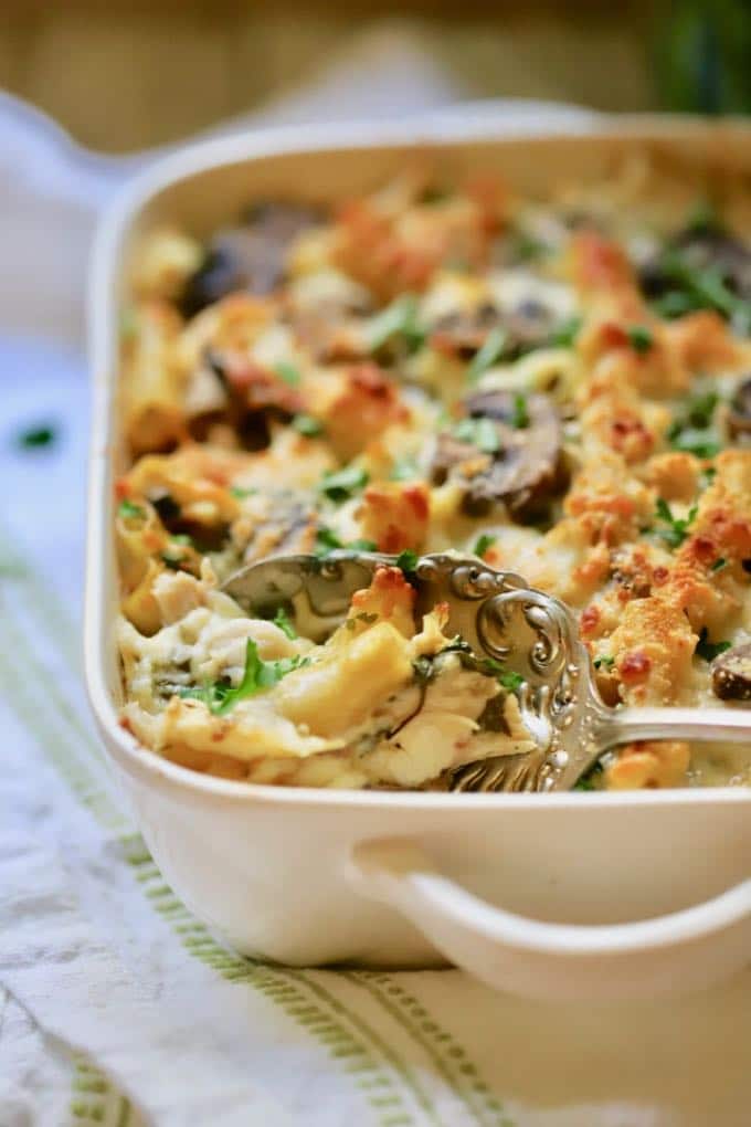 Serving Easy Chicken Mushroom Marsala Pasta