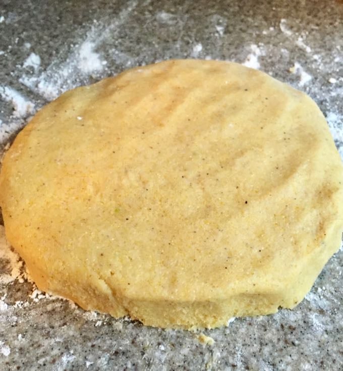 Shaping the dough for Cornmeal Cookies with Tomato Jam