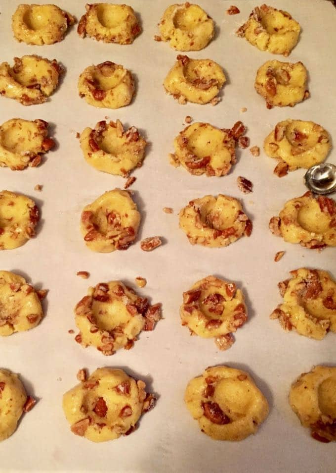 Cornmeal cookies with an indention to hold the tomato jam for Cornmeal Cookies with Tomato Jam