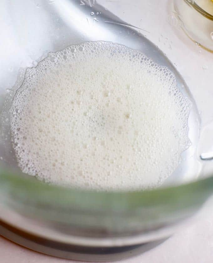 Egg whites beaten until they are foamy.