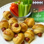 Pigs in a Blanket with carrots and celery