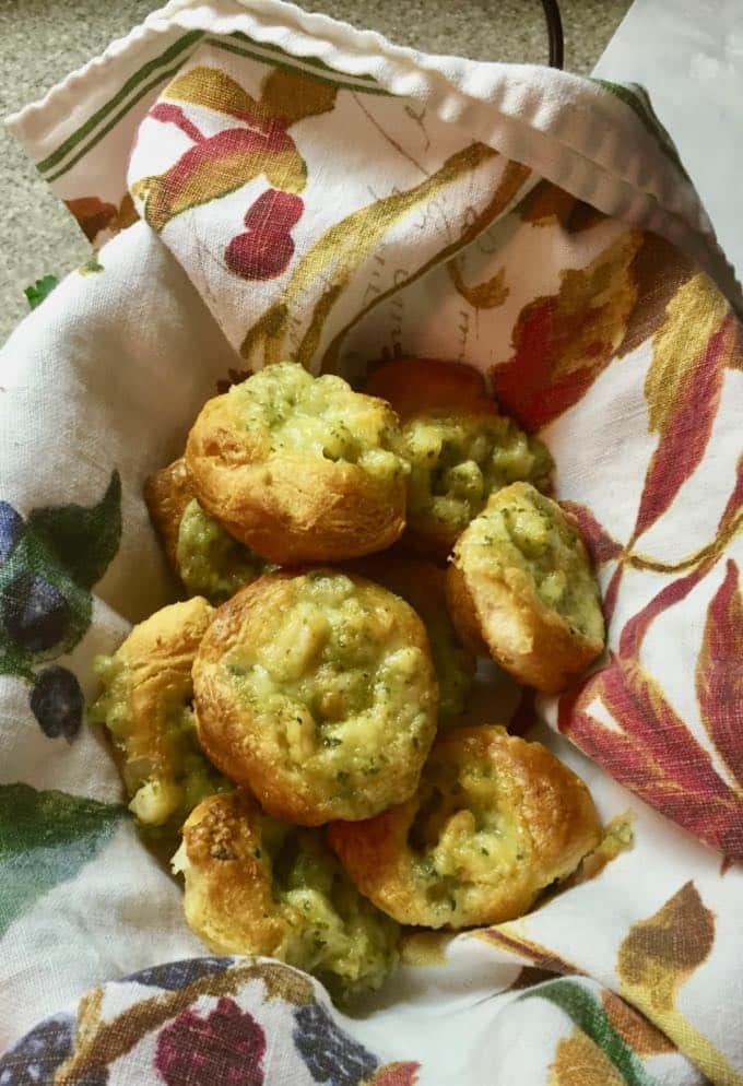 Easy Shrimp Puff Appetizers in a basket.