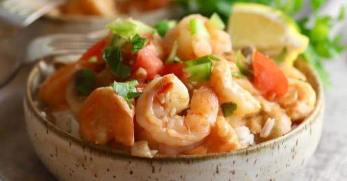 Easy Shrimp Creole with Cajun Cream Sauce | gritsandpinecones.com