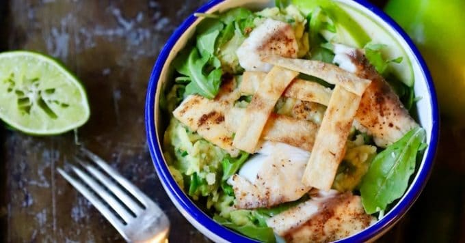 Grilled Fish Taco Bowls with Green Apple Guacamole Social Media