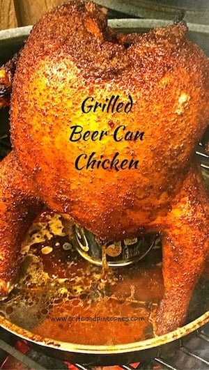 A backyard cookout wouldn’t be complete without grilled chicken, and I have a fascinating, easy and really delicious way to cook chicken on the grill. It’s a fun and different way to achieve perfect grilled chicken that will have your friends and family thinking you are a prize-winning BBQ Pitmaster! The secret: an open can of beer or another carbonated beverage is inserted into the cavity of a chicken, which is then cooked upright on the grill. Besides being out of this world tender and delicious, the chicken makes a great conversation piece for your Fourth of July cookout.