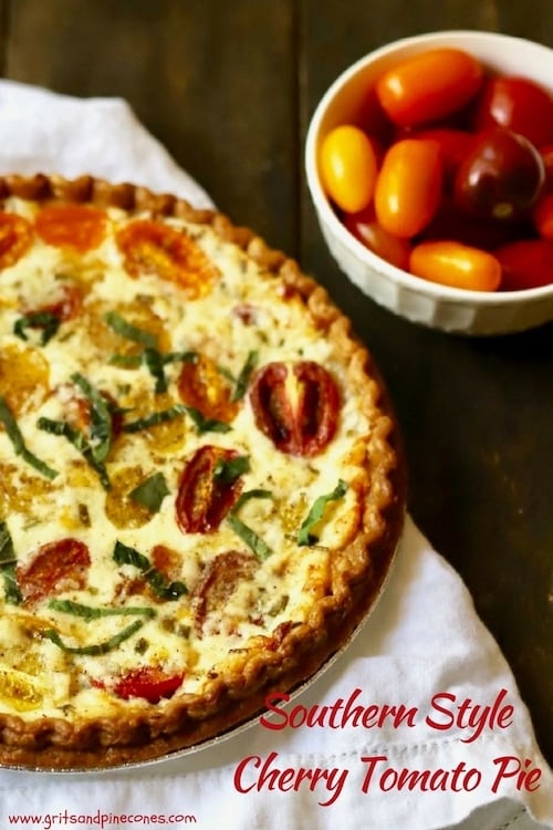 Filled with tomato deliciousness through and through, this easy, mouth-watering, savory Southern Style Cherry Tomato Pie is perfect for brunch, lunch or dinner.