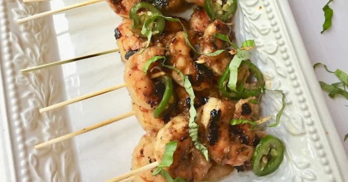 Spicy Coconut and Lime Grilled Shrimp | gritsandpinecones.com