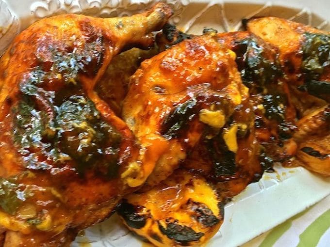 Peach Glazed Chicken on the Grill | gritsandpinecones.com