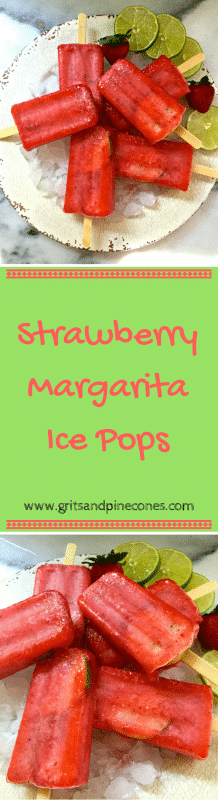 These Strawberry Margarita Ice Pops are refreshing, not too sweet, a little boozy, and full of ripe strawberry lusciousness and fresh limey flavor. 