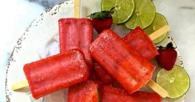 Strawberry Margarita Ice Pops image sized for social media