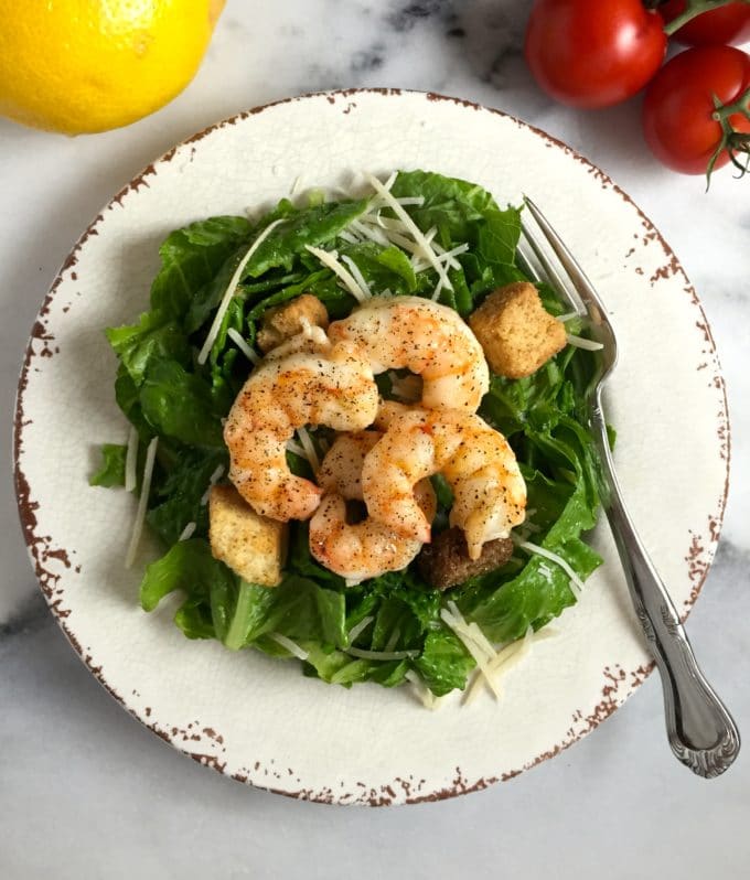 Caesar Salad with Roasted Shrimp