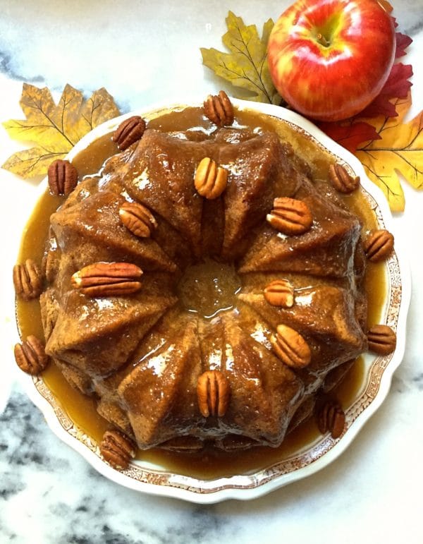 Apple Dapple Cake with Caramel Glaze