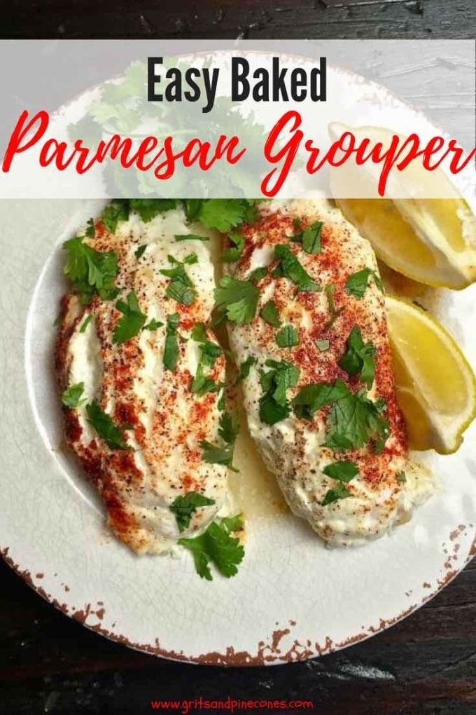 Easy Baked Parmesan Grouper Fillets is a simple, delicious and healthy fish recipe! In this recipe, grouper or another white fish is coated in a delicious topping made with sour cream, parmesan cheese, and lemon sauce and baked in the oven. It's kid-friendly and perfect for both weeknight dinners or company dinners. Make it tonight! #fishrecipes, #bakedfishrecipes, #grouperrecipes, #easyfishrecipes