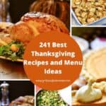 Pinterest pin of 5 Thanksgiving food photos including turkey and pumpkin pie.