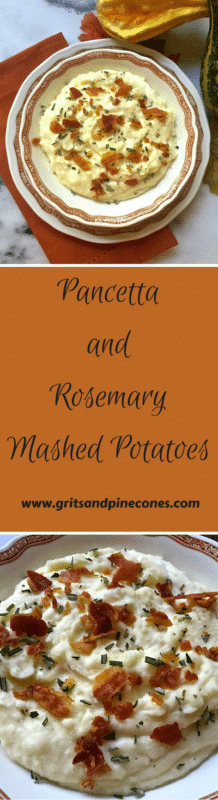 Pancetta and Rosemary Mashed Potatoes is a new, delicious twist on a traditional classic. And, it is a perfect Thanksgiving side dish, guaranteed to wow your family and friends. www.gritsandpinecones.com