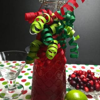 Cranberry Infused Vodka in a decorative gift bottle.