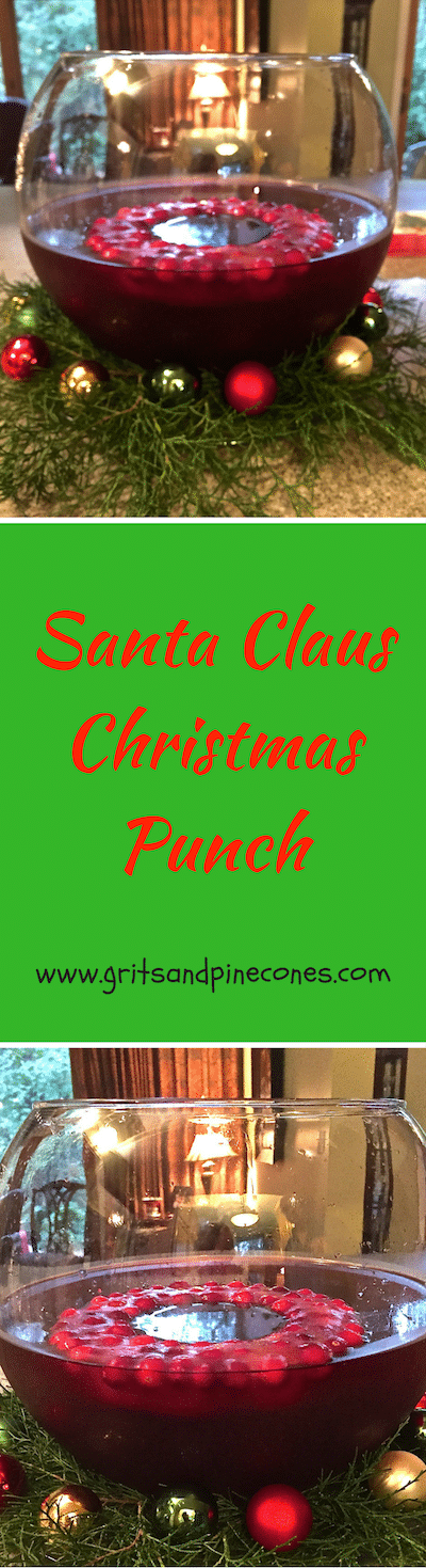 Santa Clause Christmas Punch is an easy, festive, boozy, make-ahead holiday punch that's perfect to serve at a Christmas party or to toast the New Year! #christmascocktails, #christmaspartycocktails, #newyearscocktails, #holidaycocktailrecipes, #christmaspartycocktailrecipes, #cocktails, #newyearsevepartyrecipes, #christmaspartyrecipes