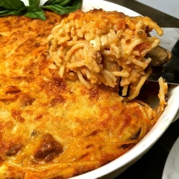 Delicious Spaghetti Pie ready to serve