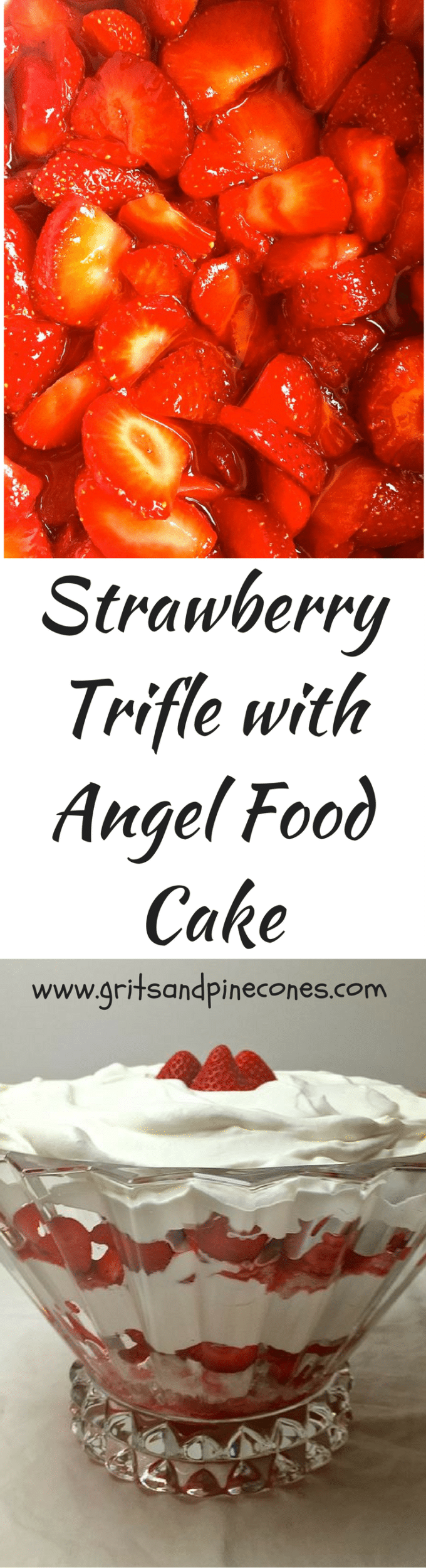 No-bake Strawberry Trifle with Angel Food Cake with fresh juicy strawberries, creamy whipped cream, and heavenly angel food cake is an easy, elegant and delicious dessert for your Easter dinner or brunch!