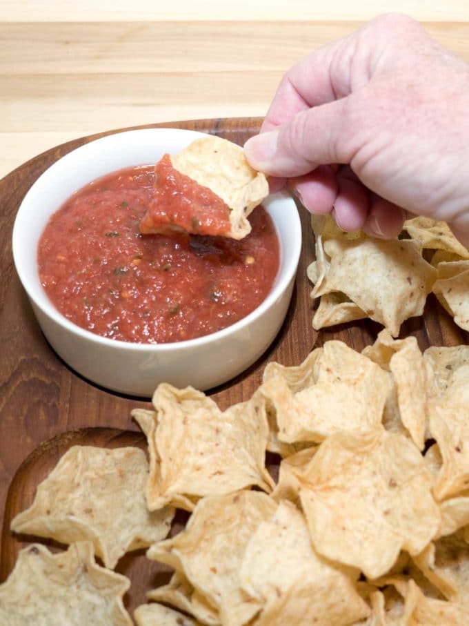 Cinco de Mayo Sala in a bowl with Tostitos spread around