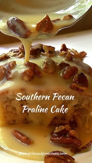 Southern Pecan Praline Cake is about as southern as you can get. If you like pecans and pralines you will love this easy to make, decadent and delicious cake.