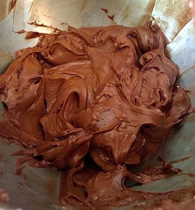 Easter Chocolate Cheesecake Dip mixture in a mixing bowl.