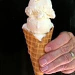 Easy No-Cook Meyer Lemon Ice Cream in an ice cream cone