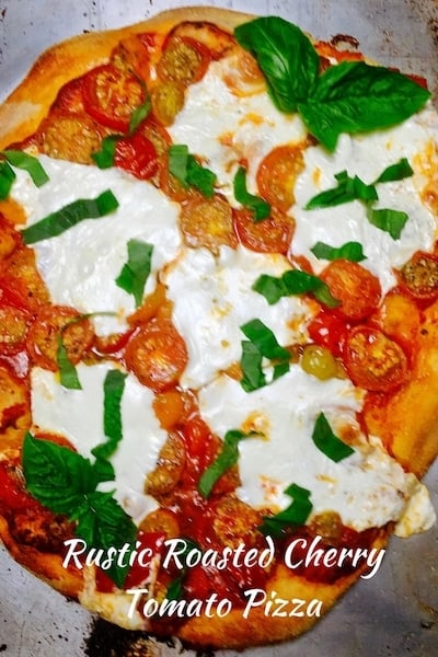 Are you looking for the best, easiest and healthy homemade pizza recipe? Check out my Rustic Roasted Cherry Tomato Pizza for a quick, healthy, and delicious dinner tonight! It's so easy, even your kids can make it!