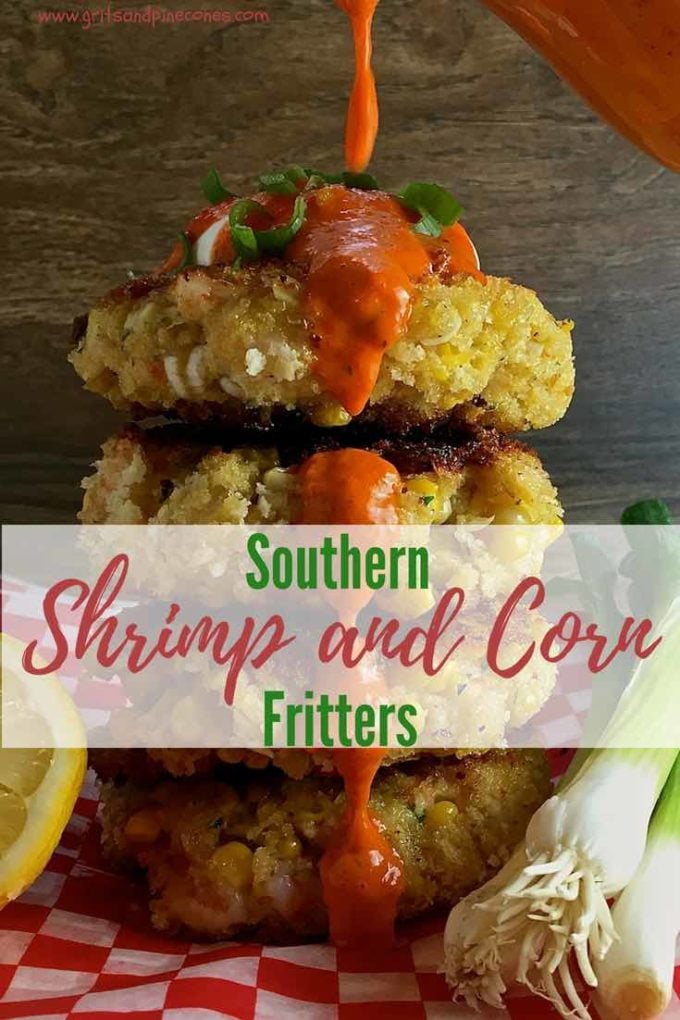 Combine fresh shrimp and corn with panko for delicious Southern Shrimp and Corn Fritters. Want to make it even more flavorful? Add my easy Roasted Red Pepper Sauce which is made in a blende for an easy dinner recipe! #dinner, #dinnerrecipe, #easyrecipe, #sundaysupper, #seafood, #comfortfood