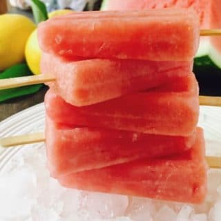Easy Watermelon Lemonade Ice Pops stacked and ready to enjoy
