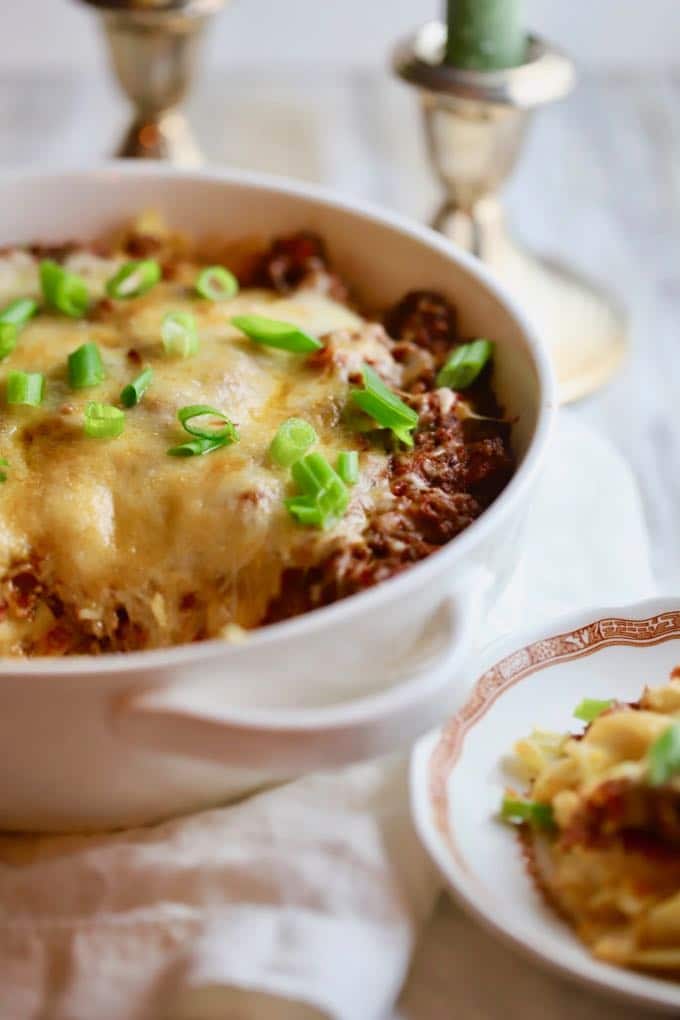 Easy Cheesy Ground Beef Casserole ready for dinner