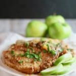 Easy Crockpot Pork Chops and Apples ready to serve