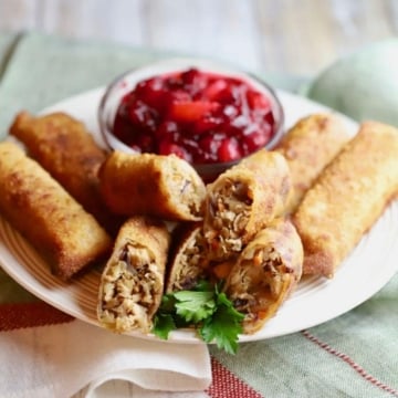 Easy Leftover Turkey Egg Rolls with Leftover Cranberry Sauce