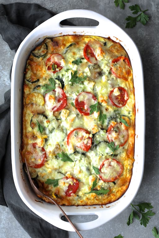 Four Cheese Strata with Zucchini and Tomatoes
