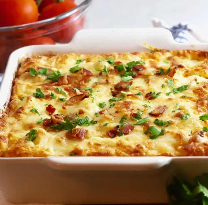 Baked Cauliflower with Gruyere Cheese Grits and Pinecones