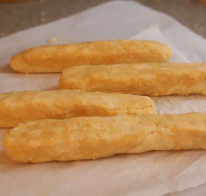 Crispy Cheesy Southern Cheese Crackers before slicing shaped into logs