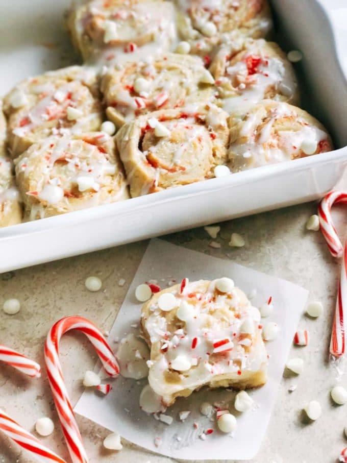 Peppermint White Chocolate Sweet Rolls