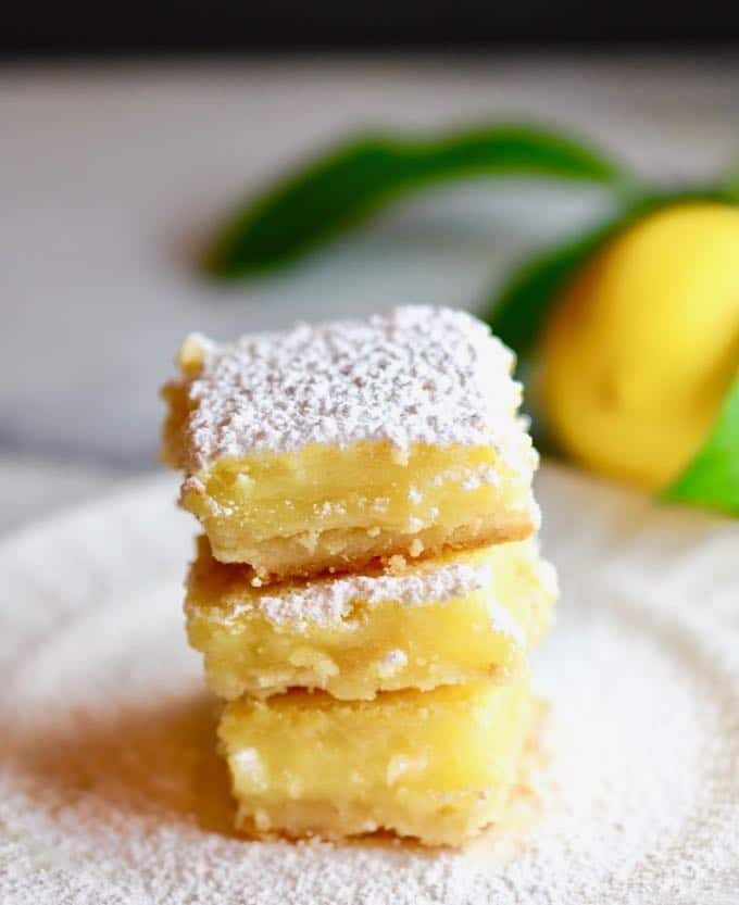 A stack of Luscious Southern Meyer Lemon Bars