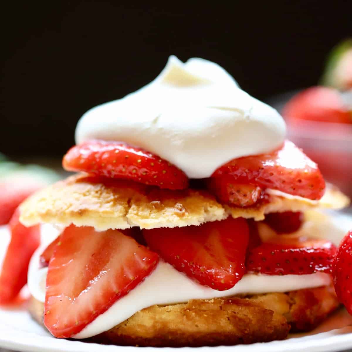 Strawberry Shortcake with fresh strawberries and whipped cream