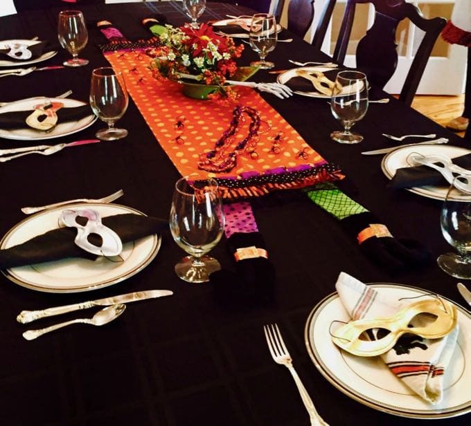 Halloween table setting for a cookbook club luncheon