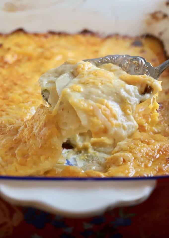 Easy Southern Cheesy Scalloped Potatoes Recipe | gritsandpinecones.com