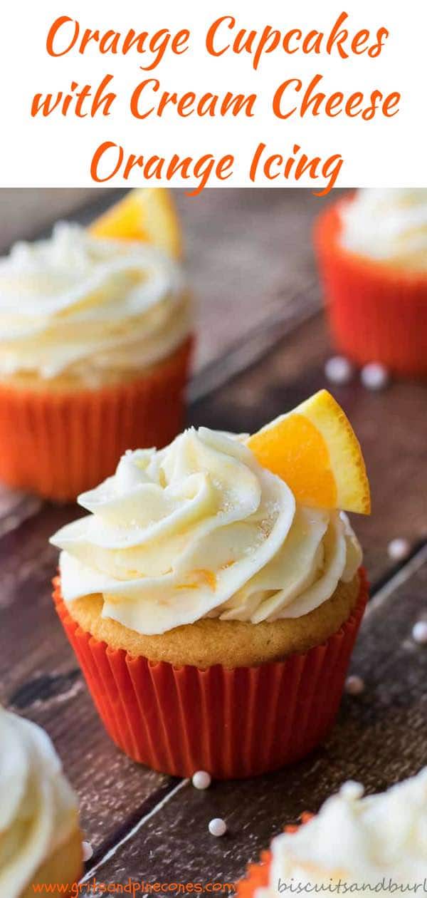 Easy Orange Cupcakes with Cream Cheese Orange Frosting are an amazing take on white cupcakes. The orange flavor is subtle in the cupcake and a bit bolder in the frosting. Thank you, Pam and Sara Brand, for sharing this delicious recipe from the Biscuits and Burlap Blog!