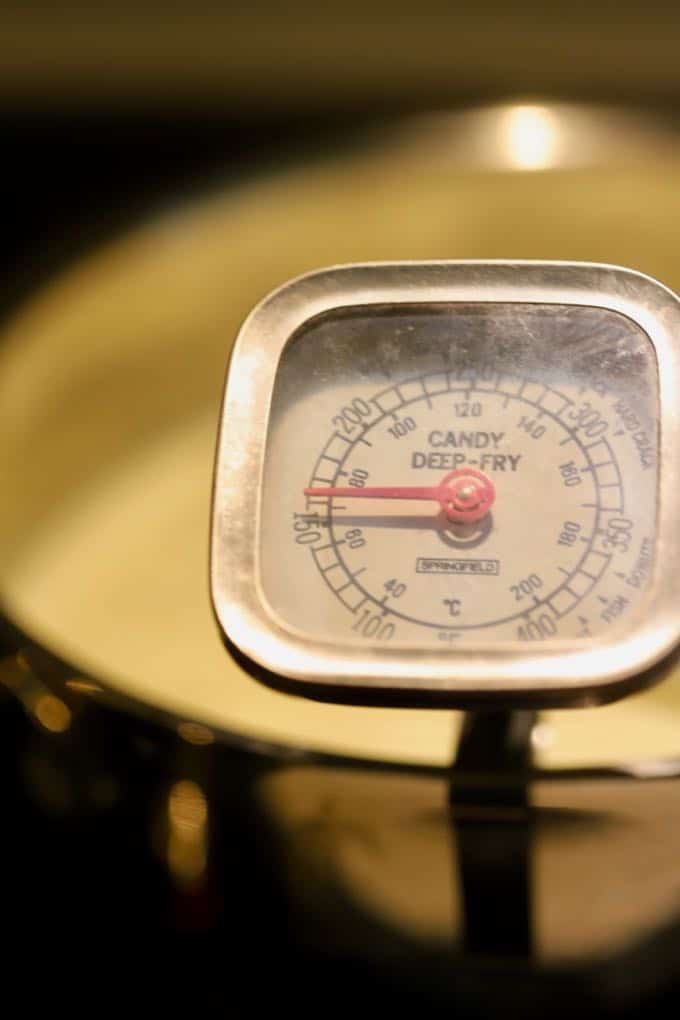 Cooking a custard base to 160 degrees in a large saucepan for Homemade Fresh Peach Ice Cream