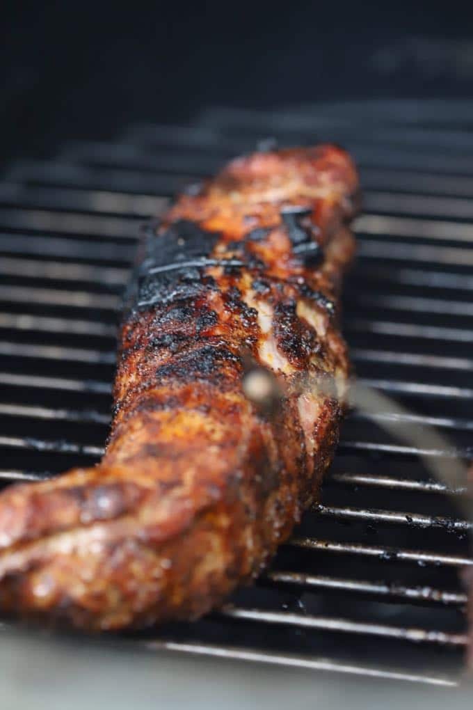 Pork Tenderloin on a grill to make Grilled Pork Tenderloin with Peach Salsa