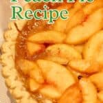 Fresh peach pie still in the pie pana cooling before it is sliced.