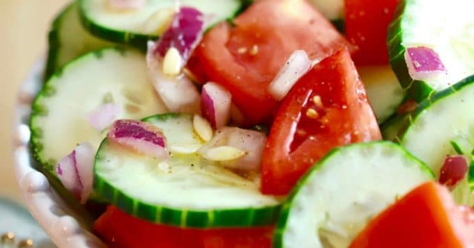 Southern Cucumber and Tomato Salad Recipe | gritsandpinecones.com