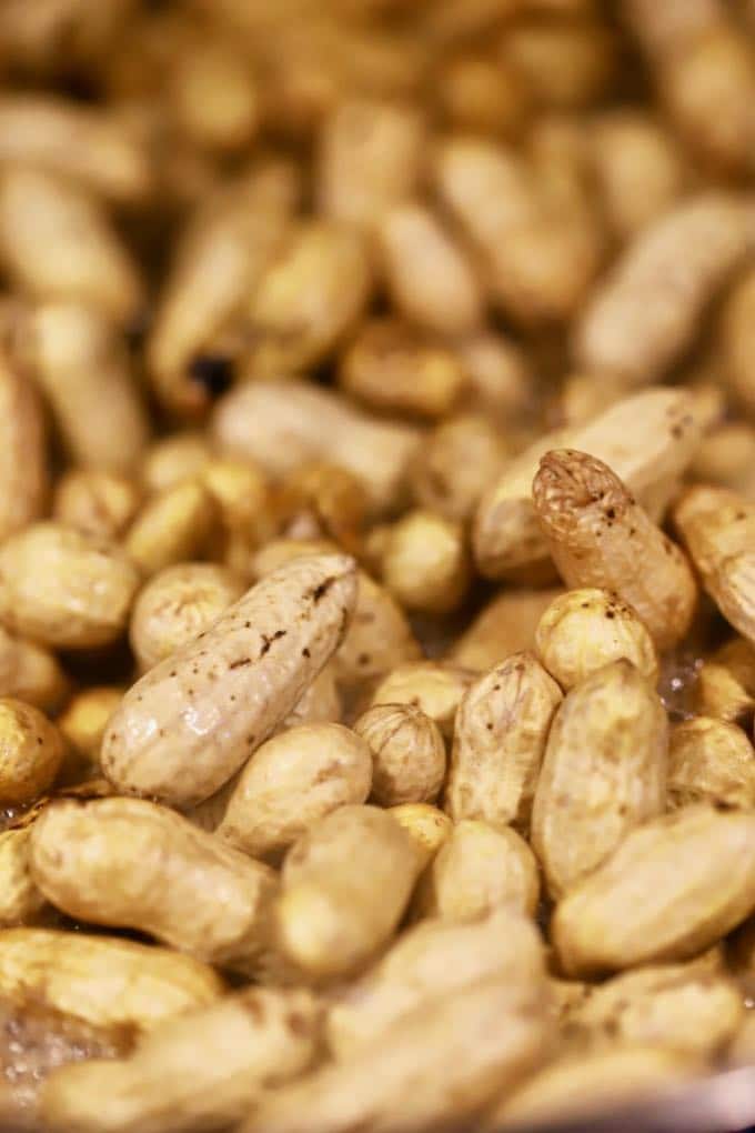 A close up photo of green peanuts ready to make Easy Southern Boiled Peanuts