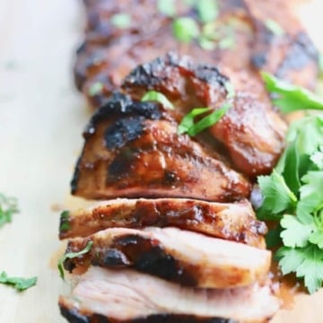 Sliced Reverse Seared Pork Steaks on the Grill