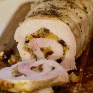 Sliced Apricot Cranberry Stuffed Pork Loin Roast